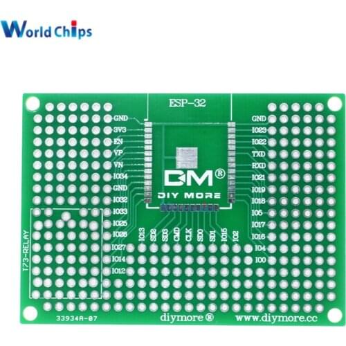 5X7CM Double Side Prototype PCB Breadboard Universal Board For Arduino UNO R3 ESP8266 WIFI ESP-12F ESP-12E ESP32S ESP32 50x70mm