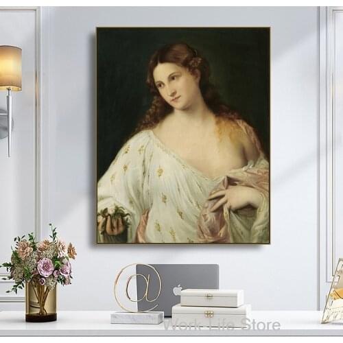 Flora by Tiziano Vecelli Canvas Painting Wall Art Pictures Art Home Decor Posters and Prints Picture for Living Room Decoration