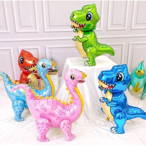 Hotselling Big 4D Walking Dinosaur Foil Balloon Jungle Animal Boy Birthday Party Decor Jurassic Stand Dragon Kids Toys Air Globo