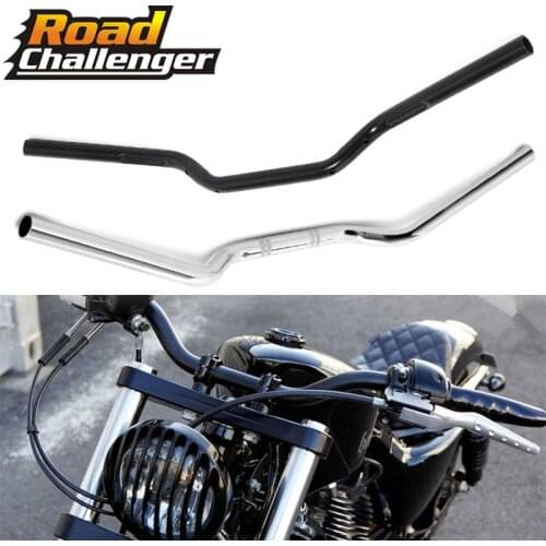 Chrome / Black Custom Motorcycle Iron Tracker Handlebars Drag Bars 1" 25mm For Harley Sportster XL 883 1200 Bobber