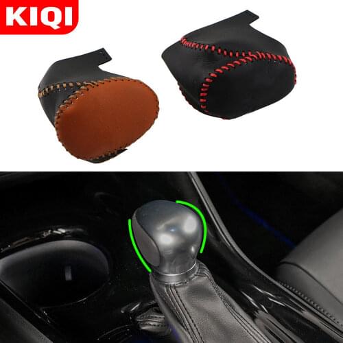 KIQI Leather Car Gear Head Shift Knob Cover Gear Shift Collars Fit for Toyota Chr C-HR C HR 2016 2017 2018 2019 2020 Accessories