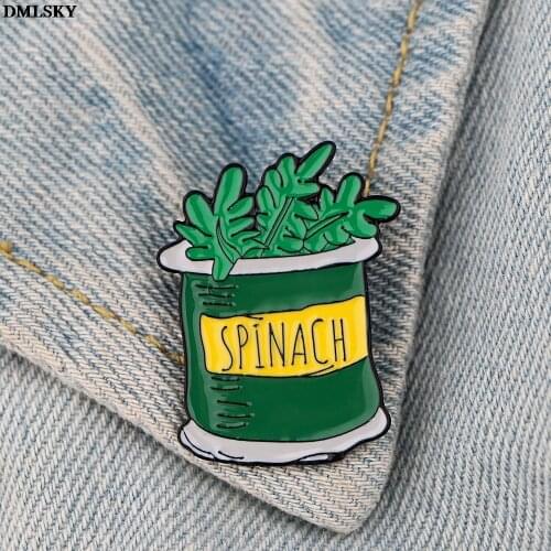 M4722 DMLSKY Cute Spinach Metal Enamel Lapel Pins Cartoon Tie Pin Backpack brooch badge Funny Brooches for kids women