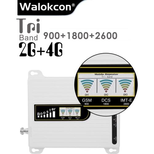 Mobile Amplifier Tri Band Repeater 900 1800 2600 GSM Repeater DCS LTE 2G 4G Repeater LTE Cellular Signal Booster 70dB Gian B3 B7