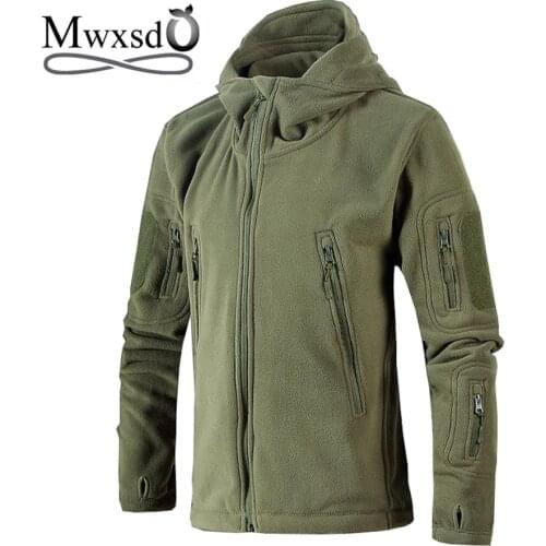 Mwxsd casual men military zipper fleece hoodies and sweatshirt mens solid army thick soft hoodies male cotton outwear hoodies
