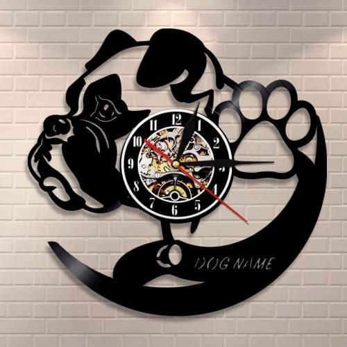 Different Dog Breeds Custom Personalized Dog Wall Clock Vinyl Record Wall Clock Home Decor Wall Decor Dog Name Vinyl Clock Gift