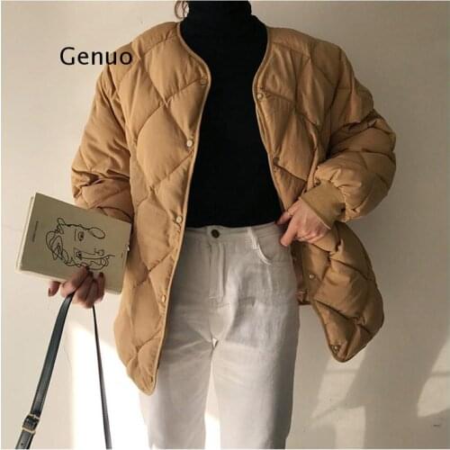 New Office Fashion Casual Winter Windbreaker Coat Women Warm Loose Cotton Coats Long Sleeve Outerwear High Quality