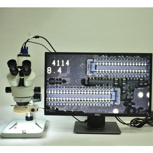 New C mount Adapter 0.5X Focus Adjustable Trinocular Stereo Microscope 3.5X-90X Continuous Zoom+2.0MP 1080P VGA USB BNC Camera