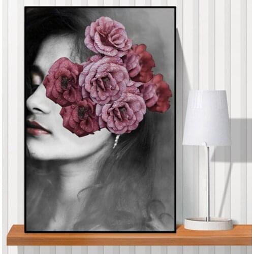 Posters And Prints Rose Flowers Women Decor Modern Painting Canvas Art Wall Pictures For Living Room Decoration TZ025