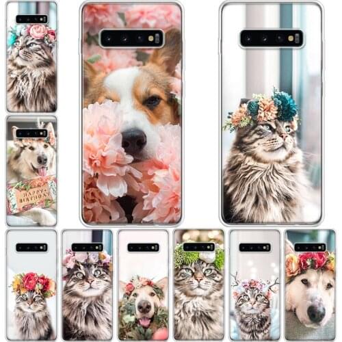 Luxury super cute cat dog Phone Case For Samsung Galaxy A71 A70 A51 A50 A41 A40 A30 A21 A10 A01 A90 A20S A20E A10S M30S A6 A7 A8