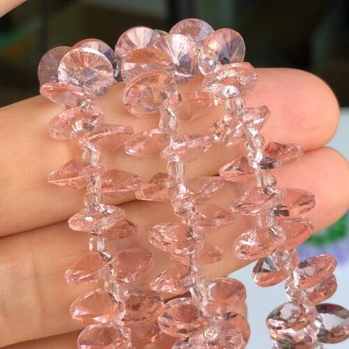 Pink Satellite Drill Oblate Rondelle Crystal Glass Bead Jewelry Making Side Hole Beads Diy Earring Pendant Accessories 8/10MM