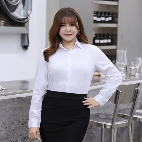 Size S to 8XL Spring/Summer Fashion Button Top Office Lady Professional White Shirt Loose Street Plus Size Ladies Shirt