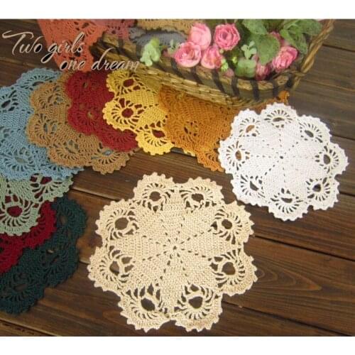 Handmade Crochet DIY Placemat Retro Hotel Dinner Decor Coaster Flower Clothes Accessory 20CM Table Lace Doily Cup Pad 20pcs/lot