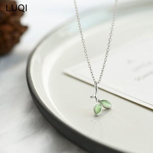 S925 silver fashion personality olive leaf pendant necklace BXSS