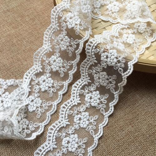 19yards/lot 4.5cm Mesh embroidery Lace Trim Handmade DIY Garment needlework sewing accessories fabric Clothing Decoration 474