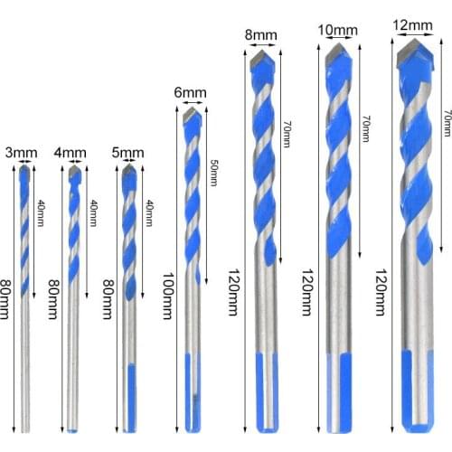 Blue 3-12mm Alloy Steel Drill Bit, Multi-function Twist Drill Bit, Triangle Drill Bit, Suitable for Glass Brick Concrete Marble