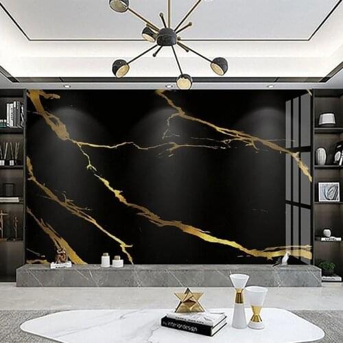 Modern Black Marble 3D Golden Line Mural Wallpaper Living Room TV Sofa Bedroom Home Decor Wall Painting Papel De Parede Frescoes
