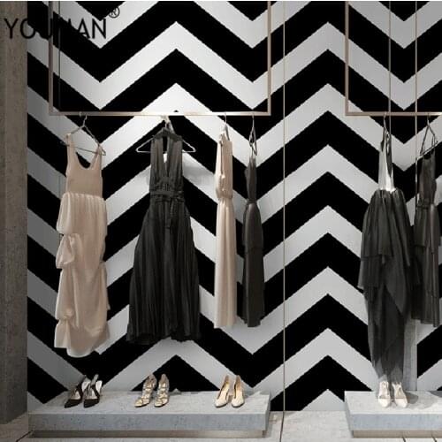 Modern Stripes PVC Waterproof Wallpaper Black Green Wall Covering Bedroom Living Romm Vinyl Contact Wall Paper Store Background