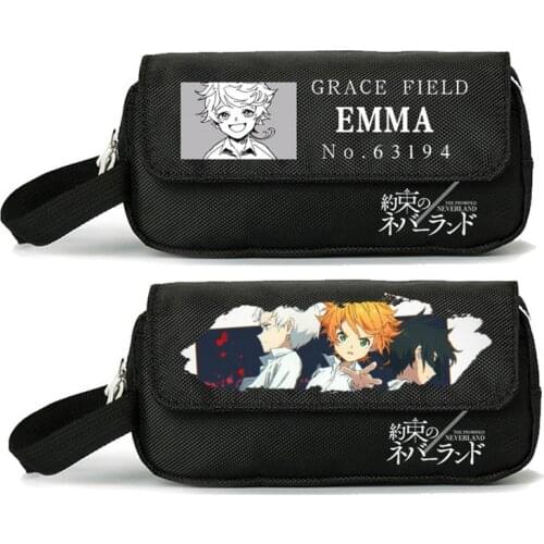 The Promised Neverland Anime Large Pencil Bag Charge Coin Pouch Makeup Bag Stationery Storage Bags Catoon Small School Bags