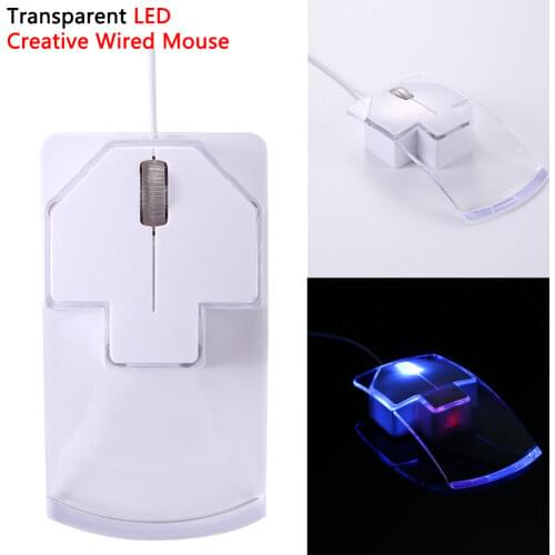 Creative Transparent Led Optical Wired Mouse Beautiful Blue Light USB Mouse Mice For Computer PC Laptop Desktop