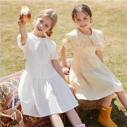 European Summer Girls Dress Cotton Pleated Children Dresses Kids Clothes High-grade Kids Clothing 6 8 10 12 Year