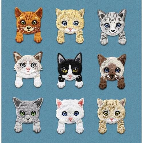 High Qualiry 9 Pieces / lot Cute Cat patch babys clothing patches backpack decoration small applique small iron on patch
