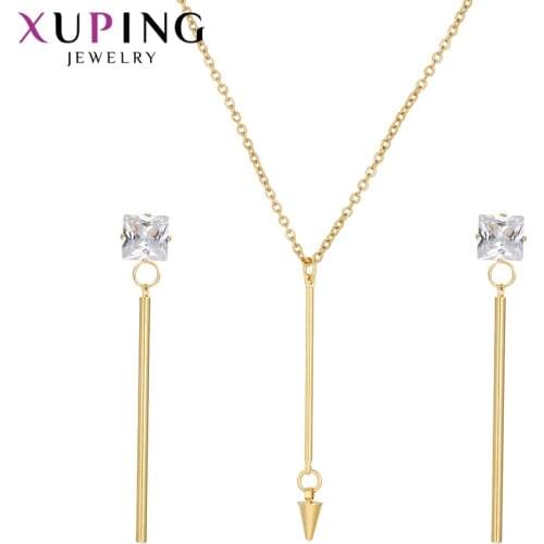 Xuping Fashion Stainless Steel Jewelry Set Popular Design Charms Styles Party Birthday Gift Ladies S-80