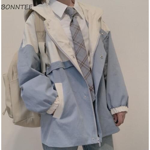 Jackets Women 3XL Overisze College Style Lovely Trendy Simple Girls Outwear All-match Ins Casual Patchwork Regular Womens Jacket