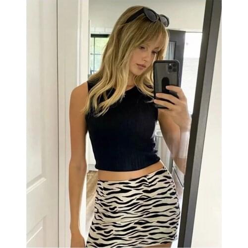 Bazaleas Harajuku Zebra Print Women Mini Skirt Streetwear High Waist Female Short Skirts Vintage Satin Bottom