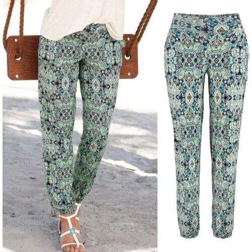 2021 New Women Pants High Waist Printing Trousers Long Pants Boho Pockets Pants Daily High Quality Beach Holiday Pant Pantalones