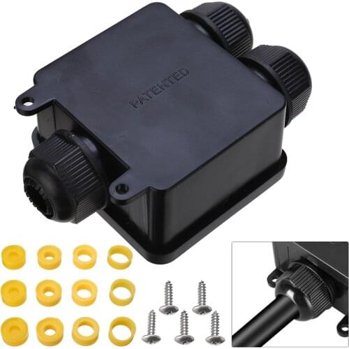 3 Way IP68 Waterproof Junction Box Electrical Terminal Box Distribution Cable Wire Connector Gland For Home Garden Outdoor
