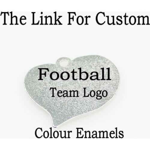 The Custom 10pcs/lot Football Team Heart Dangle Charms Football Sports Hanging Charm DIY Bracelet Necklace Pendants Jewelry