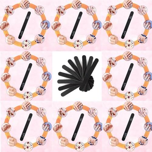 10PCS Professional Nail File Set Double Sided Emery Board (100/180 Grit) for Home and Salon Use Black