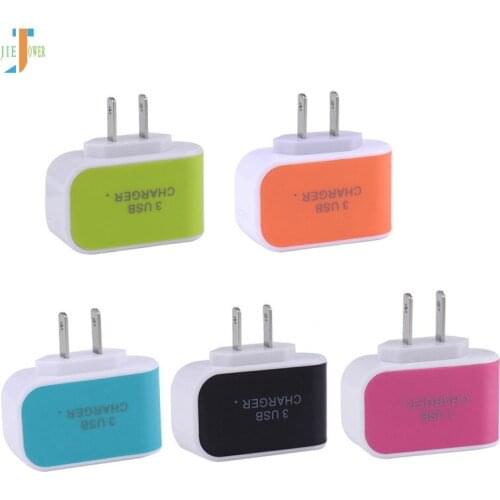 100pcs/lot Candy Color Triple 3USB Ports 3.1A USB AC EU/US Wall Charger Home Plug for Samsung for Iphone 7 6 5