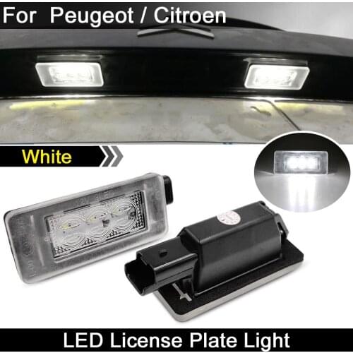 2Pcs For Peugeot 207 208 308 2008 For Citroen C5 High Brightness White LED License Plate Light Number Plate Lamp