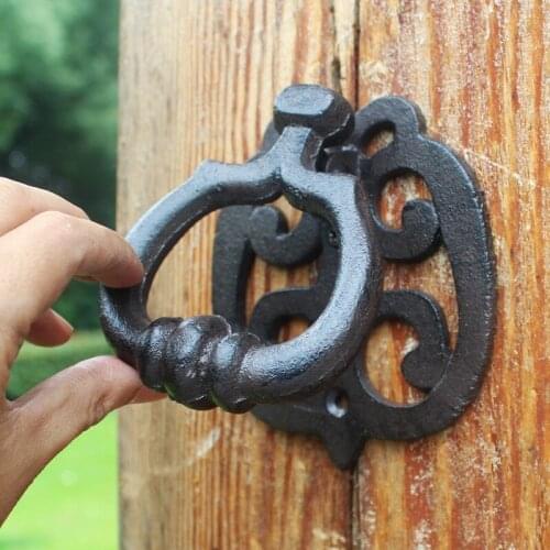 2 Pieces Antique Door Knockers Cast Iron Novelty DoorKnocker with Hanging Ring Handle Home Decor Door Latch Gate Door Decoration