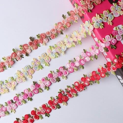 2Yards Flower Shape Polyester Water Soluble Lace Ribbons DIY Patchwork Sew-On Garment Pillow Home Textile Materials