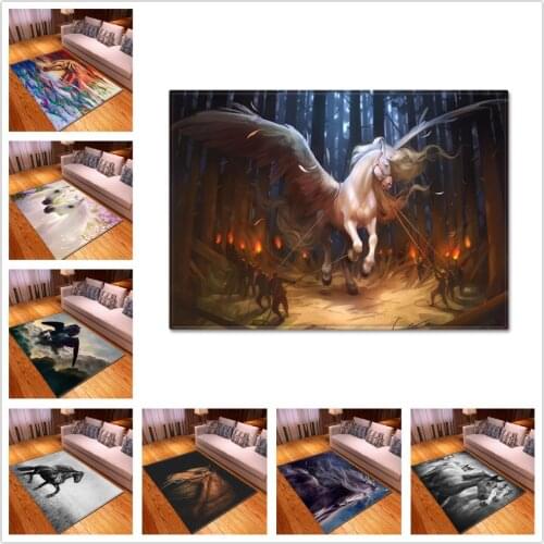 Animal Horse 3D Printed Carpets Children Bedroom Play Tent Area Rugs Home Decor Carpet Mat Floor Kids Gift Room Toys Child Crawl