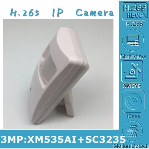 3MP IP Mini Box Camera XM535AI+SC3235 2304*1296 H.265 3.7mm Lens Onvif VMS XMEYE IRC P2P Motion Detection All Color Radiator