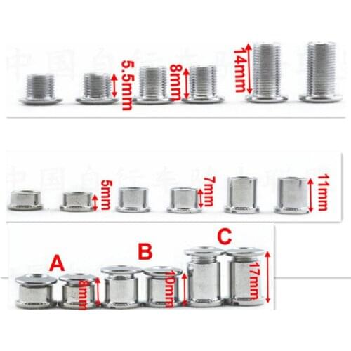 6sets cycling repair tool Screw Bicycle Crankset Steel Chainwheel ring Bolt cycle Crank Bolt Screw Bike Crank Chain wheel bolt