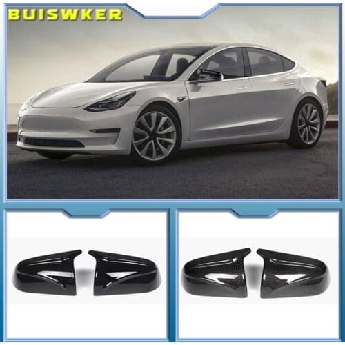 Rear Mirror Cover for Tesla Model 3 Rearview Side Mirror Sticker Car Decor Modification Carbon Fiber ABS for Model3 2017-2021