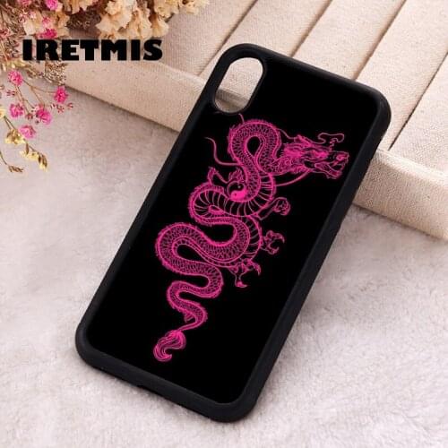 Iretmis 5 5S SE 2020 Phone Cover Case for iPhone 6 6S 7 8 Plus X Xs XR 11 12 Mini Pro Max Rubber Silicone Black Pink Dragon