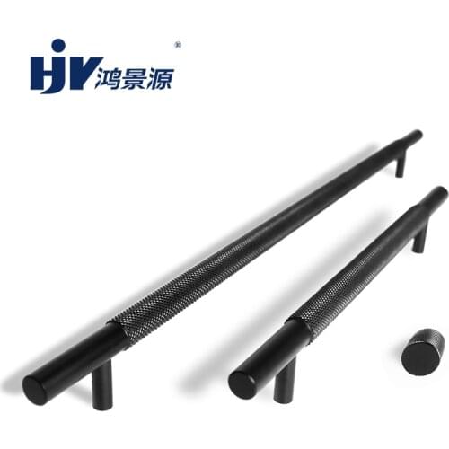 HJY Black Knurled Furniture Handles Fashion Wardrobe Door Handle Drawer Knobs Kitchen Cabinet Handle Aluminum Pull Hardware A147