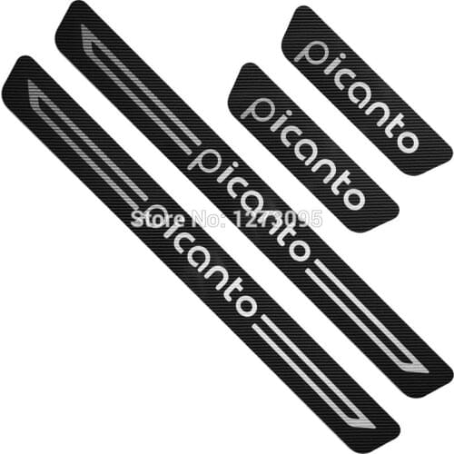 For KIA PICANTO GT LINE 2012-2019 2020 Carbon Door Sill Kick Scuff Plate Protectors Trim Cover Sticker Car Styling Accessories