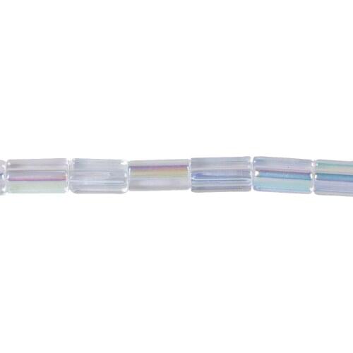 DoreenBeads AB Rainbow Aurora Borealis Glass Beads Rectangle Multicolor About 8 x4mm, Hole: Approx 0.8mm 35cm Long 2 Strands
