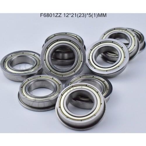 F6801ZZ 12*21(23)*5(1)MM 10pieces bearing Flange bearings 6801 F6801Z F6801ZZ chrome steel deep groove bearing