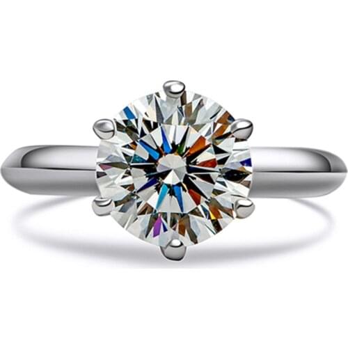 2CT 8.0mm D Color Solitaire Moissanite Diamond Ring 14K White Gold Engagement Ring Test Positive Lab Created Moissanite Ring