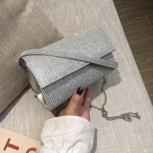 Luxy Moon Women Small Shoulder Bag Diamond Wedding Party Clutch Purse and Handbag Gold Silver PU Leather Messenger Bag ZD1762