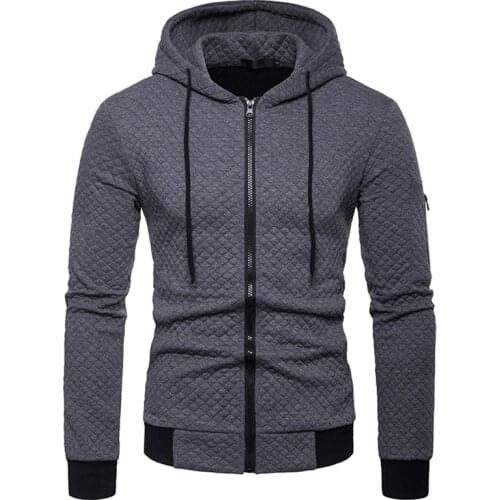 Mens Plaid Quilted Cotton Hoodie Sweatshirt Men Fashion Casual Zipper Hoodies Men Streetwear Cardigan Outwear Sudaderas Hombre
