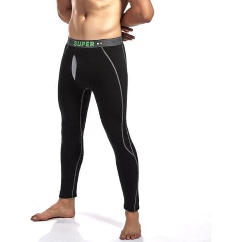 Mens Thermal Long Johns Winter Warm Underwear Cotton Pants Sexy Pouch Men Legging Tight Pajama Bottom Sleep Pant Low Rise