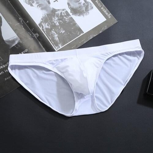 Ice Silk Seamless Mens Underwear Briefs Plus Size Ultra-thin Transparent Male Panties Bikini U Pouch Men Underwear Lingerie